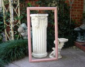 ANTIQUE FRAME Old Painted Gesso Flowers - Holds 14" x 28" PINK Shabby Chic