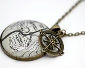 Lord of the Rings Map Necklace 'Minas Tirith' Antique Bronze