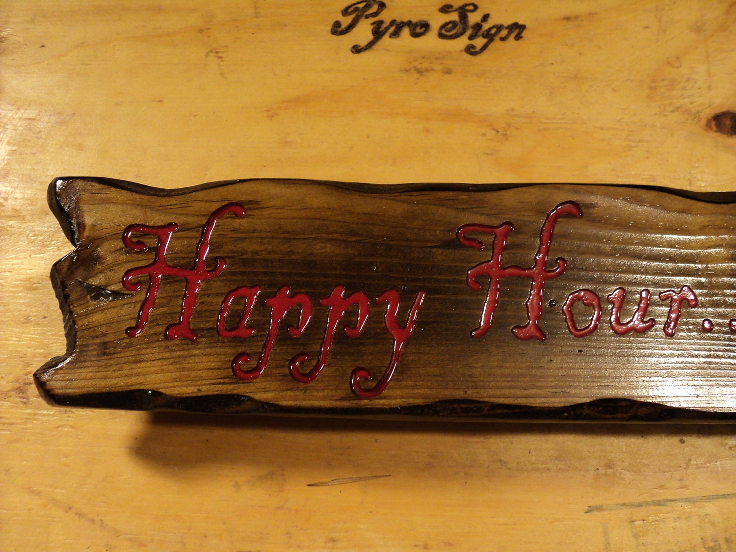 Happy Hour Bar Sign Wall Hanging Decoration  Carved Painted Letters