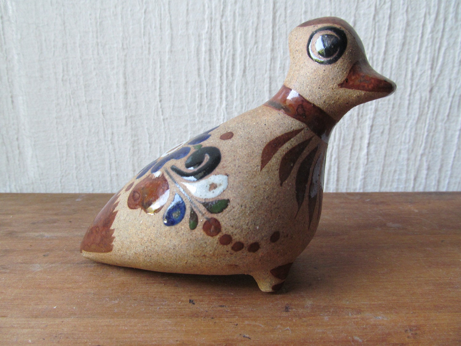 Vintage Stoneware Folk Art Bird Figurine - Mexico