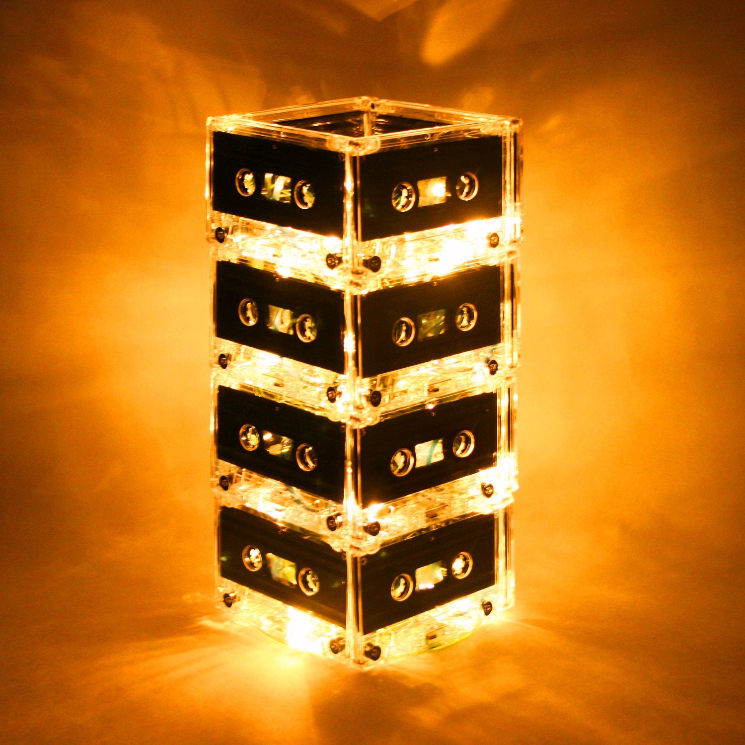 Father's Day Music Lover Upcycled Lighting FREE SHIPPING Yellow/Gold Mixtape Light Cassette Tape Lamp LED Mood Light Il_570xn