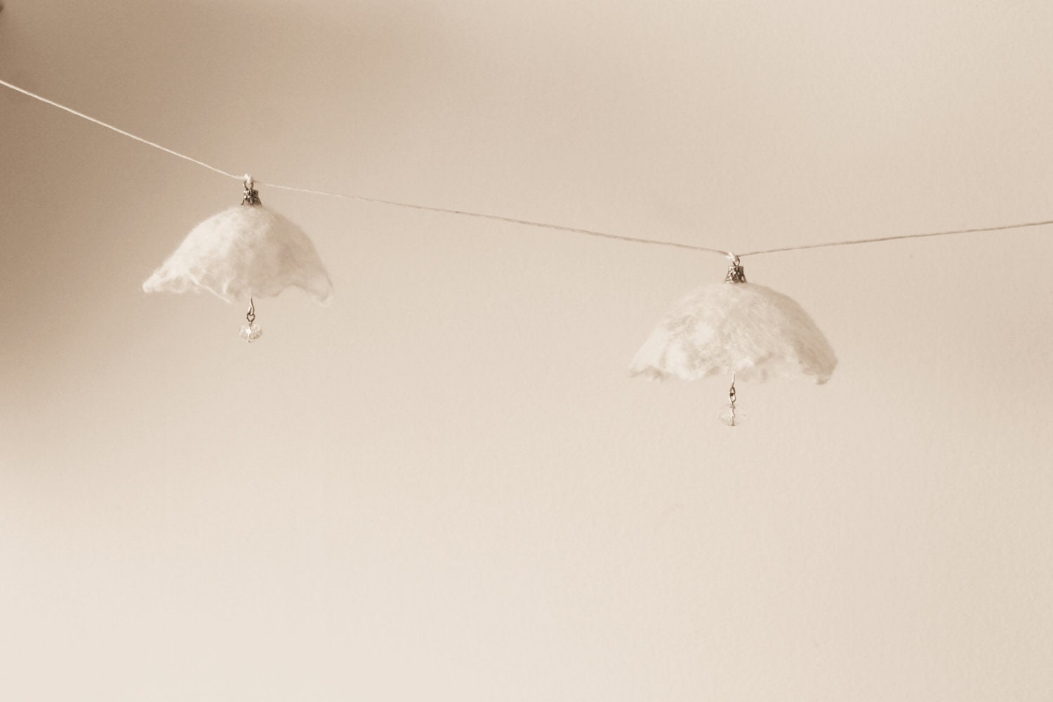 Felted florets - Wedding Garland - White blossom