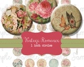 Vintage Romance 1 inch 25mm Circle Rounds Digital Collage Sheet - Jewelry Scrapbook Charms Art Tags Bottlecap Clip Art DIY Printable