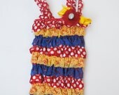 Red,Blue, Yellow Newborn Baby,Toddler, Girl Petti Romper Photo Prop Snow White Inspired