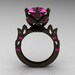 Modern Antique 14K Black Gold 3.0 Carat Pink Sapphire Solitaire Wedding Ring R214-14KBGPS