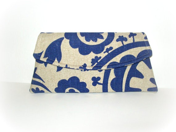 Blue and Beige Clutch - Rich Texture