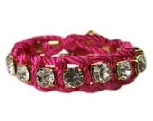 Fuchsia & Crystal Friendship Bracelet in Gold
