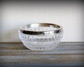 Vintage Bowl Crystal Cut Glass Silver Rim  Cottage Shabby Chic Country French