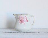 Vintage Creamer White Pink Restaurant Ware Shabby Cottage Chic Home