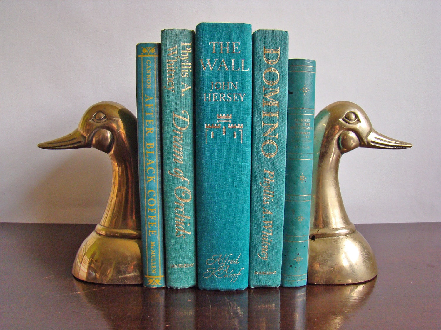 pair of vintage brass duck bookends