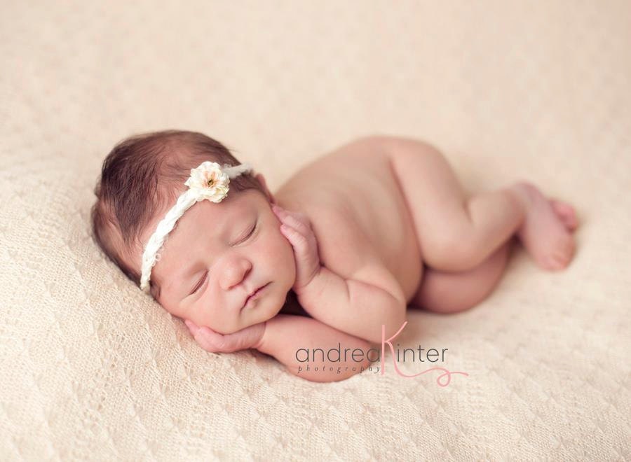 Newborn Tieback Headband- "Charlotte" Tiny Soft  Rose Tieback- Vintage Baby Headband-Rose Headband- Newborn Photography Props
