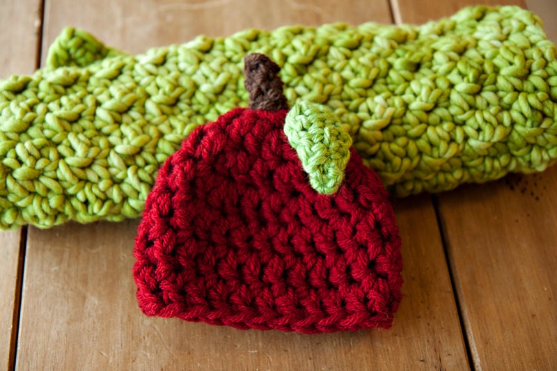 Chunky Apple Hat and Basket Filler - Newborn - Ready To Ship