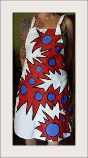 Full Apron, Dr. Seuss ,Hand Painted Design, Abstract Art, Grilling, Cooking, Unisex, Restaurant Apron, Wearable Art, Comic Book
