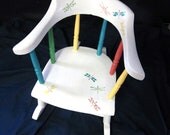 Vintage childrens rocking chair, child's chair,  upcycled  hand painted dragonflies