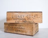 vintage industrial wooden crate/box, sidney cook fasteners pty ltd, east brunswick