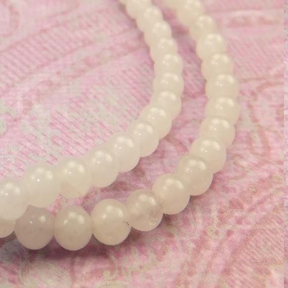 15.5 Inch Strand 4mm Milky Jade Round Grade A Gemstones -  Jewelry Supplies - Bead Strands - KarPenaEnterprises