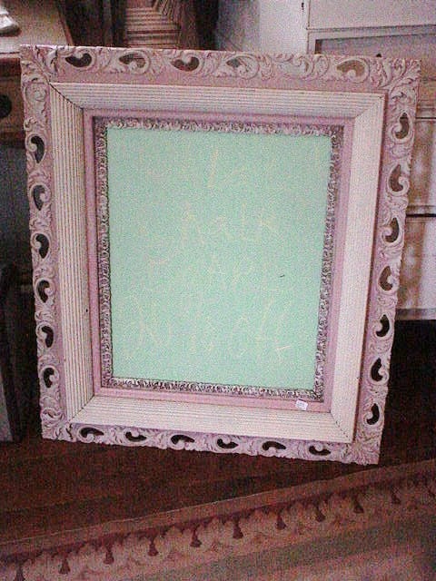 RESERVED Sale Victorian Ornate Frame Chalk Board Repainted Pink and Jadeite Huge Wood Gesso Shabby Chic Cottage Home Decor