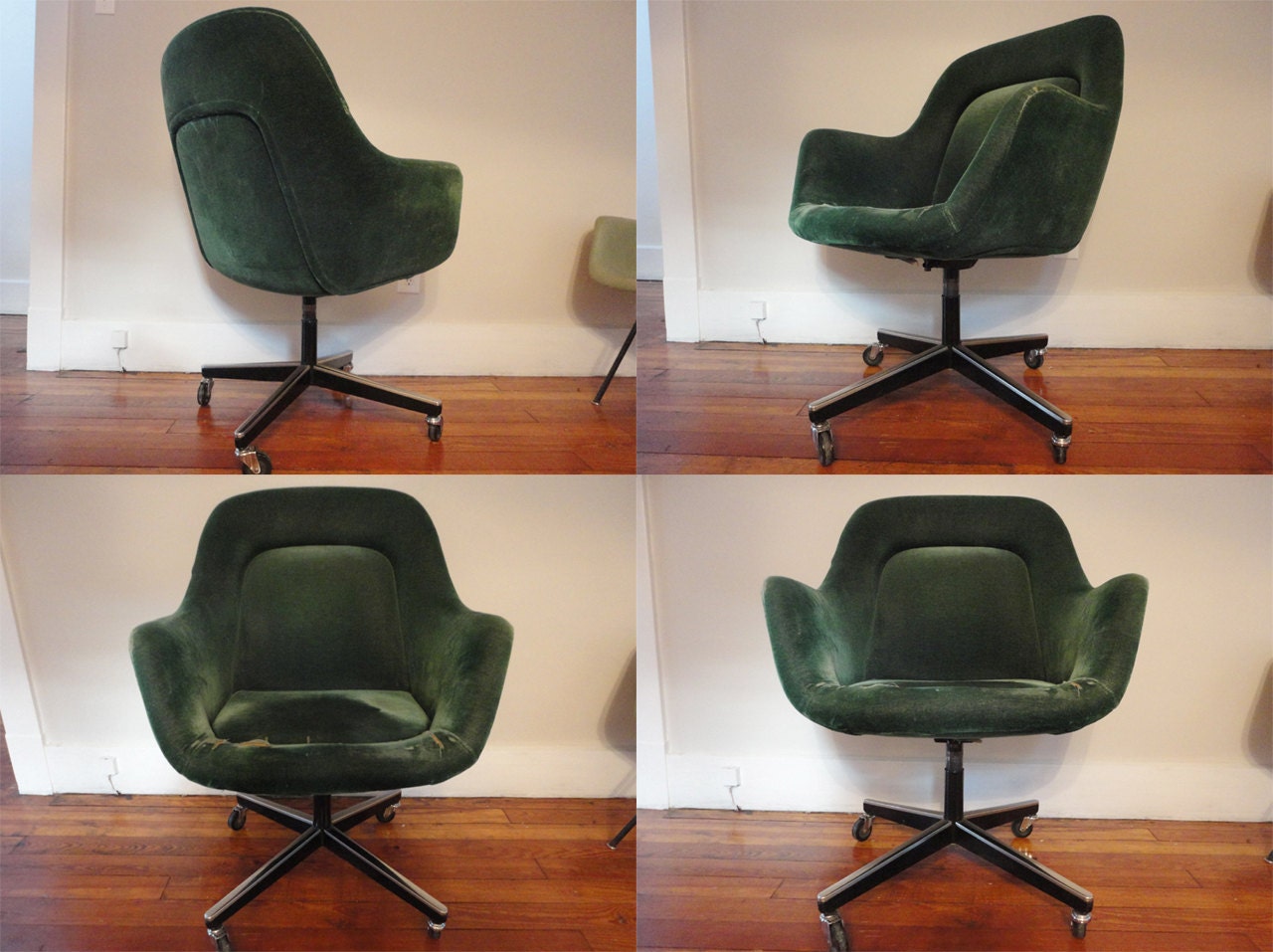 Green Knoll Office Chair Saarinen Mid Century Mad Men Arm Shell Chair