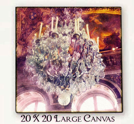 Large Canvas, Paris Canvas Art, Chandelier, Wall Art, Paris Home Decor, Pink Paris, Romantic
