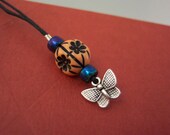 Peachy Keen Butterfly Bookmark Book Thong Vintage Button