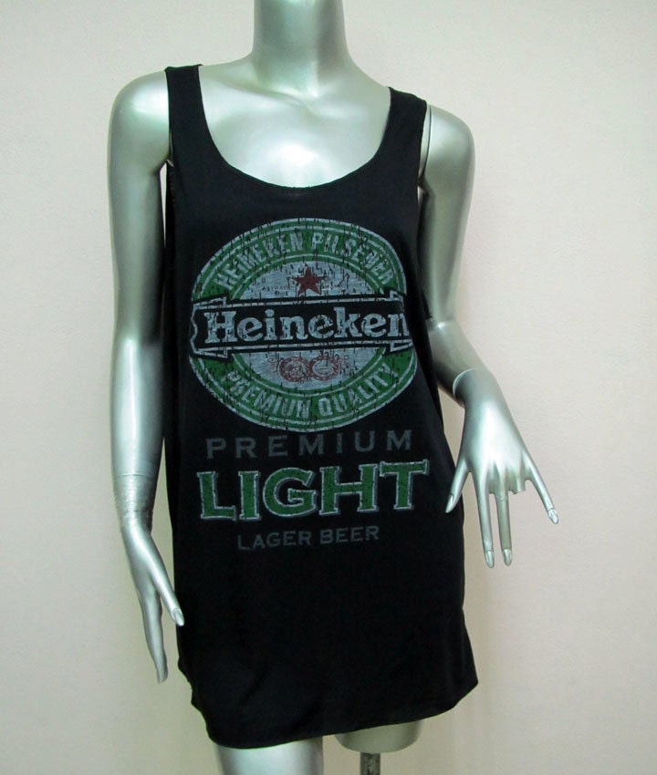 HEINEKEN Beer T-Shirt Women shirt Tank Tops Mini Dress sleeveless silk screen shirt Rock Punk classic backless Black Q17 Size M