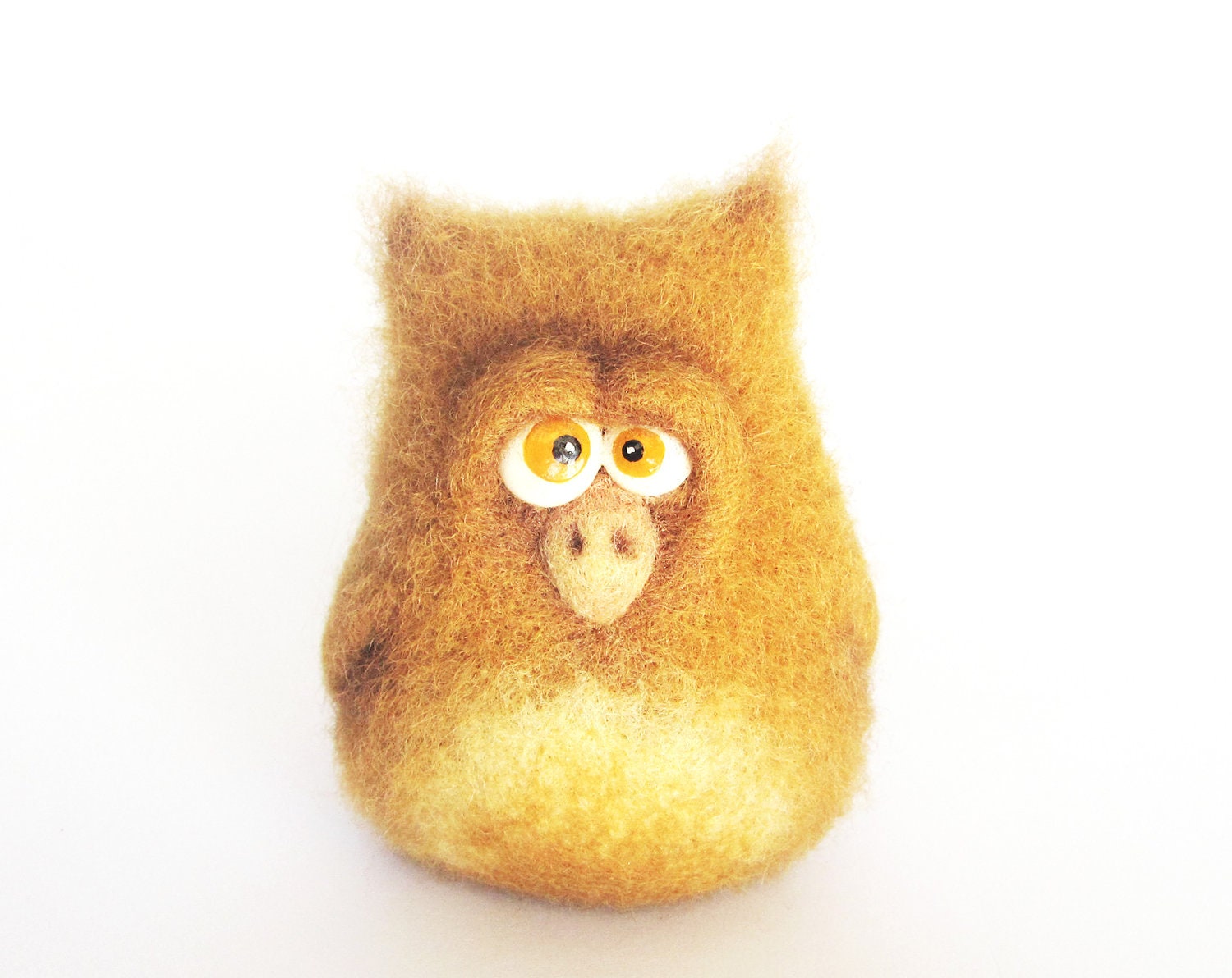 Owl. Needle Felted Toy. Mustard Yellow Ombre Woodland  Decor. Gift under 50