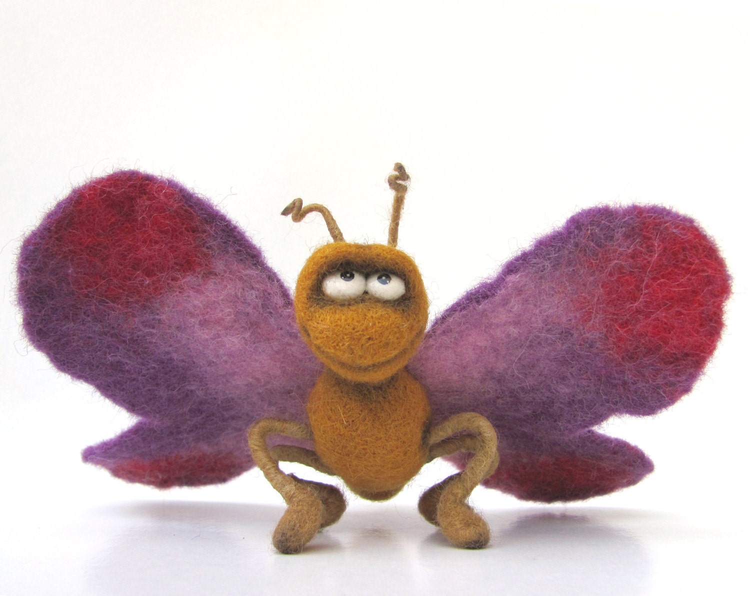 Needle Felted Toy Funny Butterfly Felt Toys Insects Colorful Purple Pink Mustard Orange Gift under 50 Father's Day Felted Animal