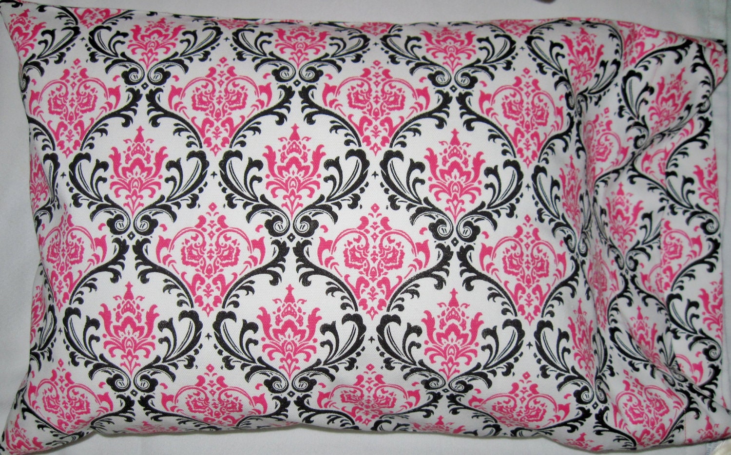 Pillowcase - Toddler Child Travel Size - Premier Prints Madison Damask - Black Candy Pink White - Girls