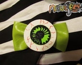 Spooky Cute Green Eyeball Hair Bow Clip