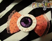 Spooky Cute Purple and Pink Eyeball Hair Bow with Polka dots and Lace