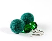 Beadwork Chunky Earrings Emerald Green Christmas Earrings Winter Fashion Jewelry