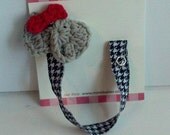 Pacifier Clip - Alabama Elephant for Girls with Red Bow - Houndstooth Ribbon