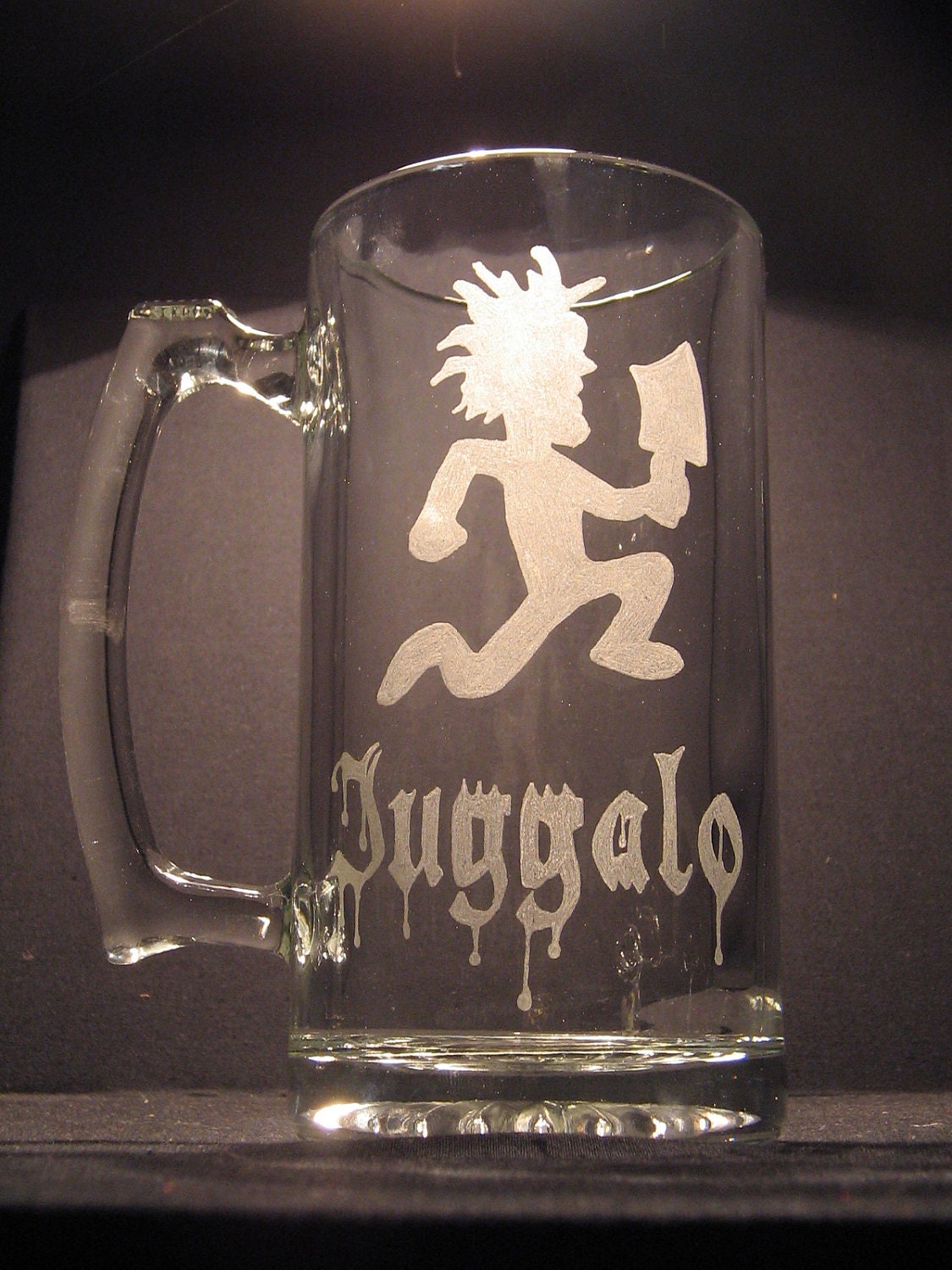 hatchet man juggalo, Insane clown posse, icp,  inspired Beer Mug Engraved/ etched Glass