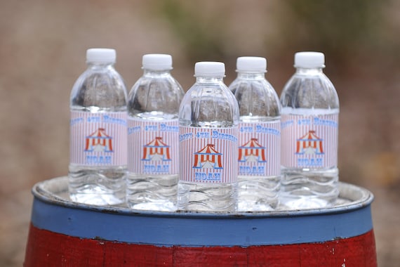 50 Circus Tent Birthday Water Bottle Labels - Waterproof and self stick Il_570xn