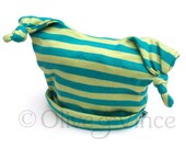 Yellow blue green striped hat double knot beanie cap jester funny cute mint baby toddler fashion accessory boys girls sweet small gift