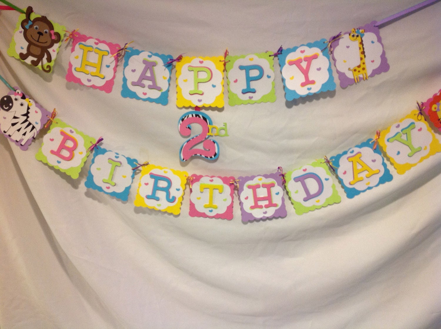 Girly Jungle Birthday Party Banner