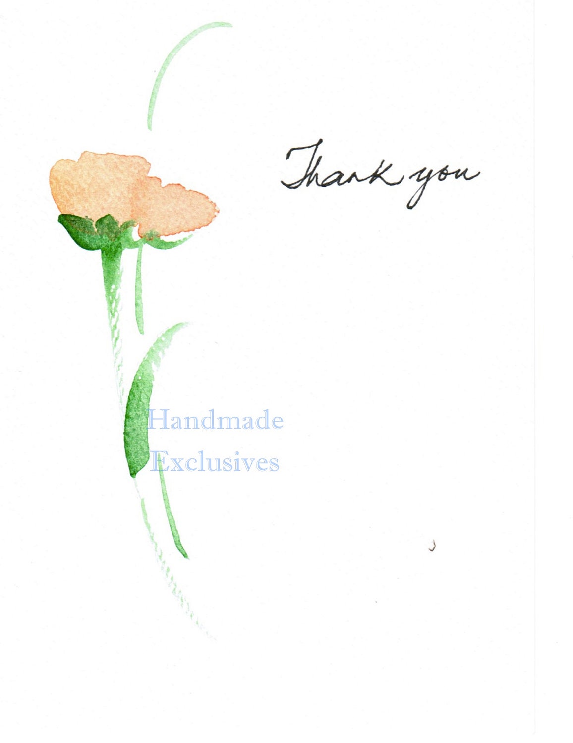 Set of 4, Thank you cards, Handpainted Note Cards, Original Watercolor Art, Rose, tulip, yellow, red, orange and lavendar,