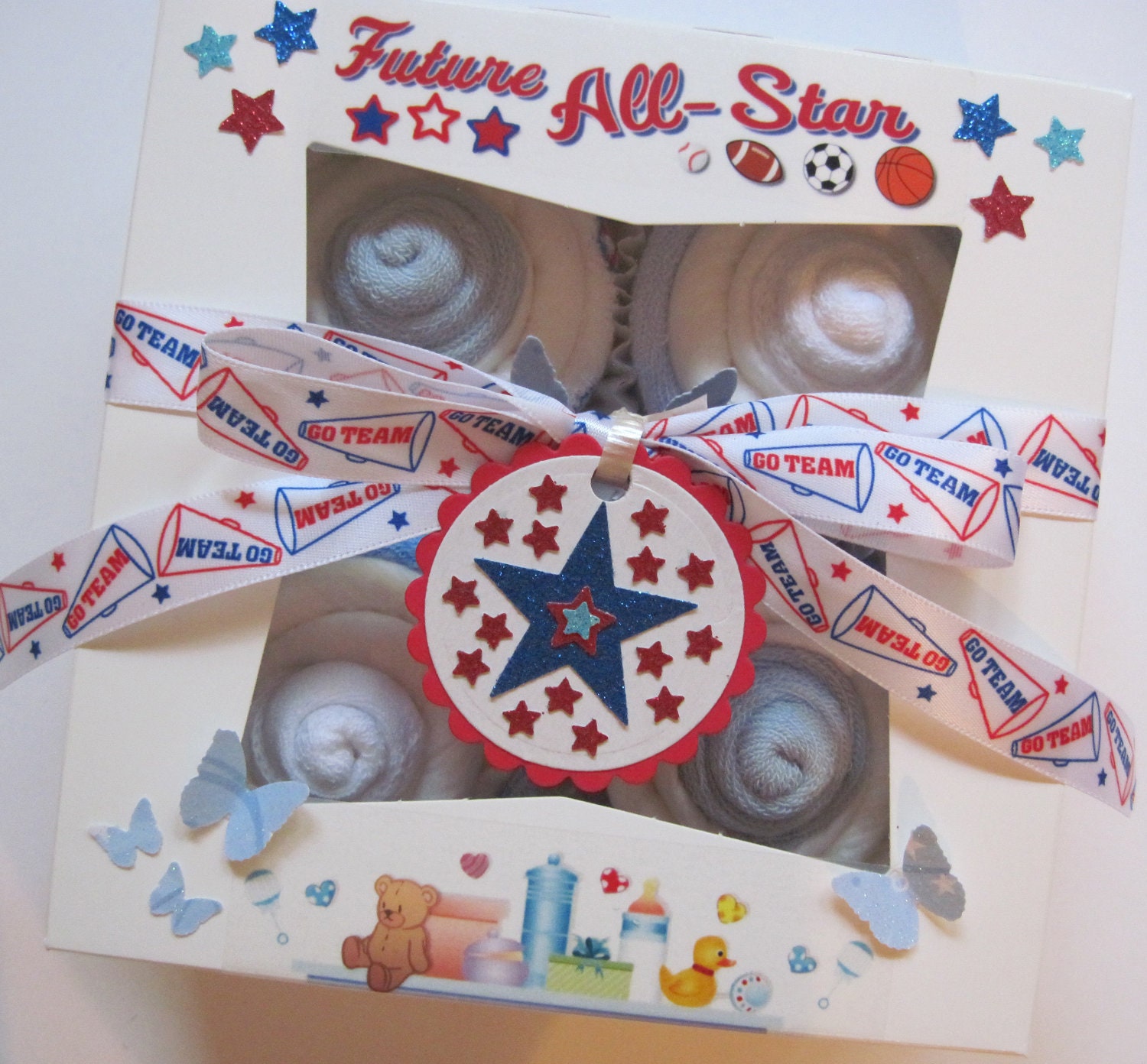 Baby Boy Diaper Washcloth and Socks 10 Piece Cupcake Set