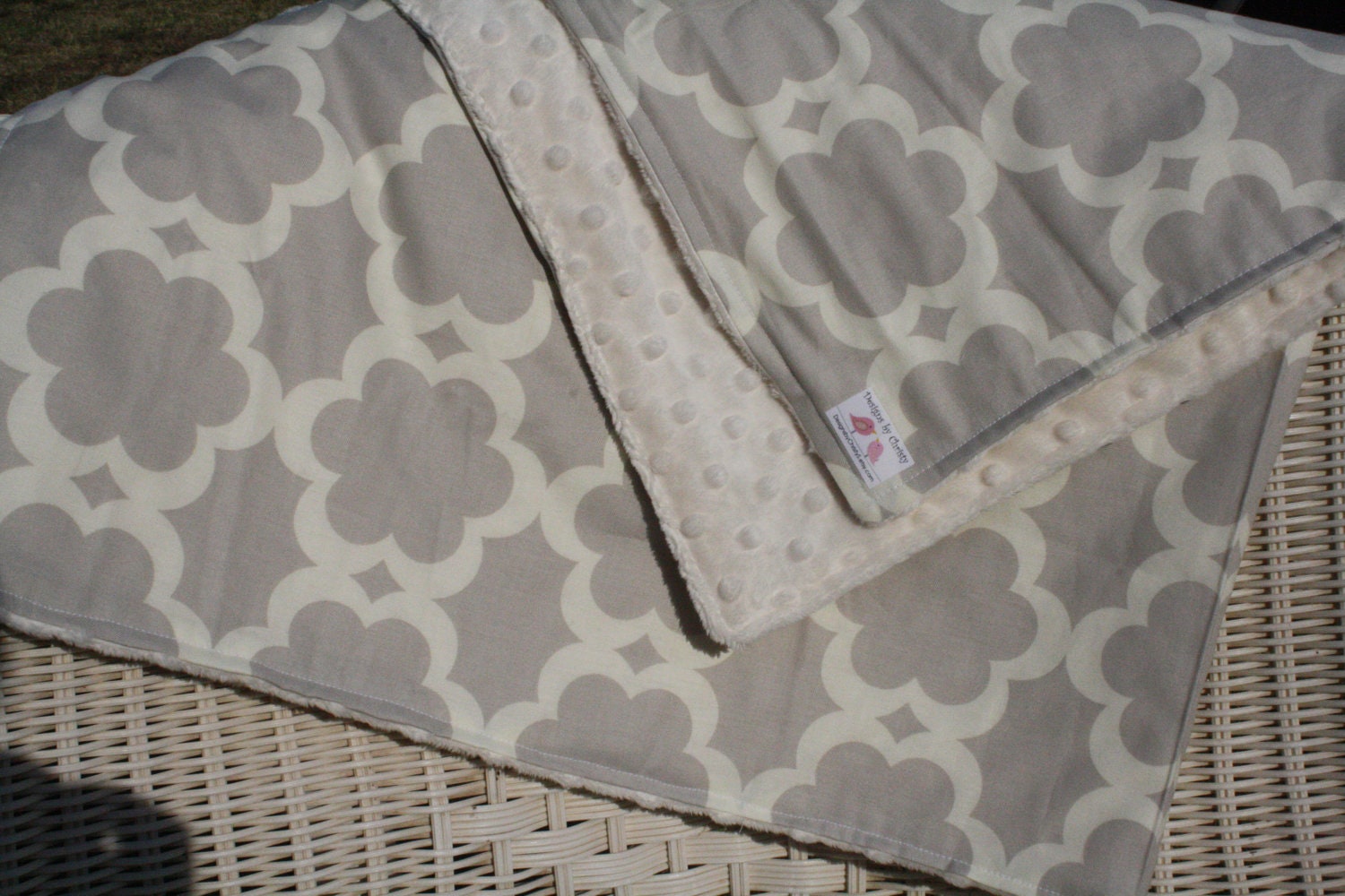 Neutral Tarika and Ivory Minky Blanket