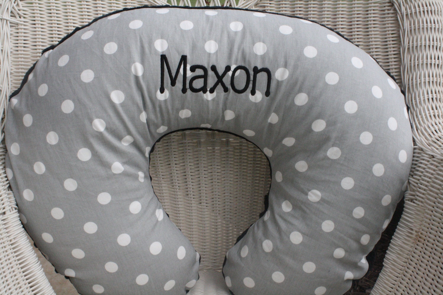 Gray Dots with Minky Boppy Cover