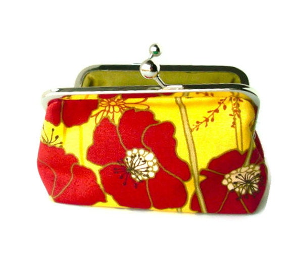Clutch, makeup bag, Red Poppies