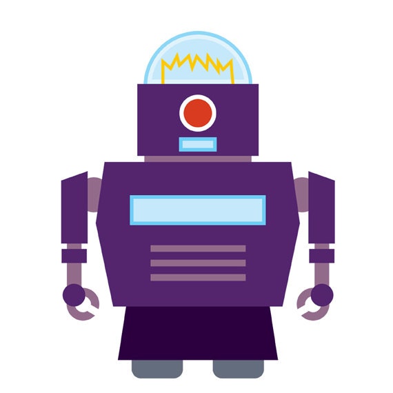 Robot Buddy Purple 8 x 10 Digital Art Print (Unframed)