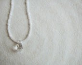Delicate Crystal Drop Pendant Necklace, Seed Bead Jewelry, Christmas Jewelry, Winter Accessories, Minimal Jewelry, Valentines Day