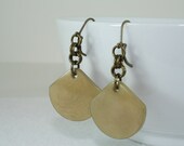 Light Brown and Bronze Fan Shaped Tagua Nut Earrings