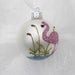 Pink Flamingo Glitter Ornament - Florida Christmas Flamingo on White Glass Ball
