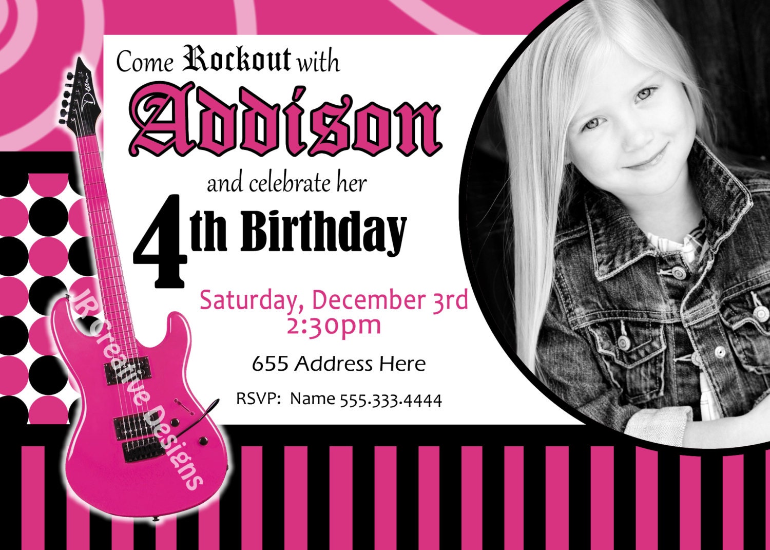 Rock Star Invite, Girl Rockstar Invite, Rocker girl Invite, Girl Rock star Party, Princess Rock Star Party, Rockstar invitation