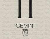 Gemini Zodiac Horoscope Astrology Brithday Print  Printable Digital Download for Iron on Transfer Wall Art Fabric Pillow Tea Towel DT1137