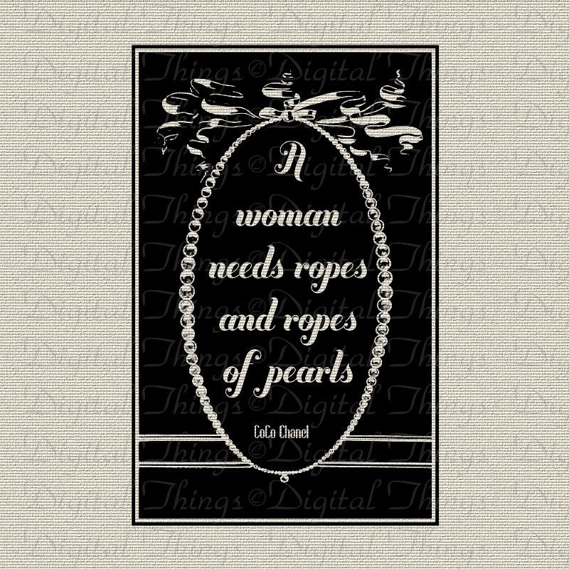 CoCo Chanel Pearls Quote Typography Wall Decor by DigitalThings