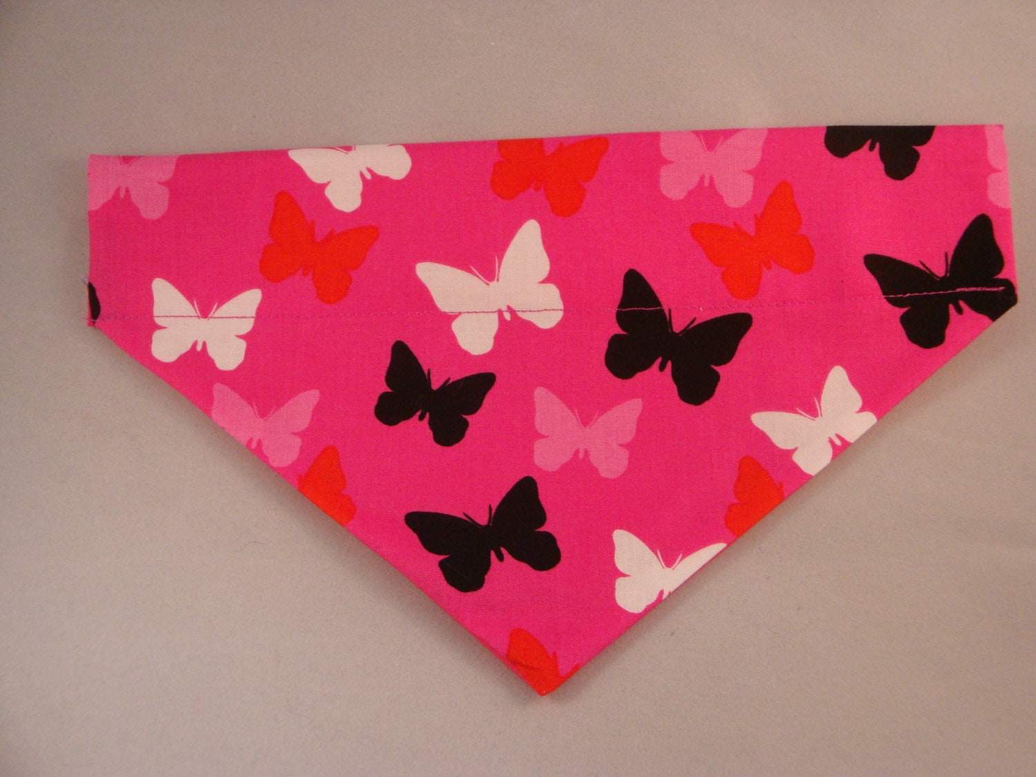 Dog Bandana - Size Medium - Bright Pink Butterfly design