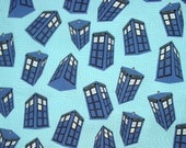 Doctor Who Fabric Fat Quarter - Spinning Tardis on Light Blue